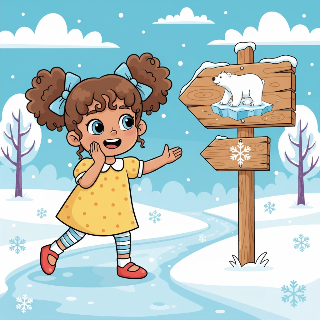 Lily then saw a sign pointing to the "Arctic Adventure" and gasped with excitement. She knew what special animal lived in frosty places like that. Her little feet hurried along the path, eager for the next discovery.