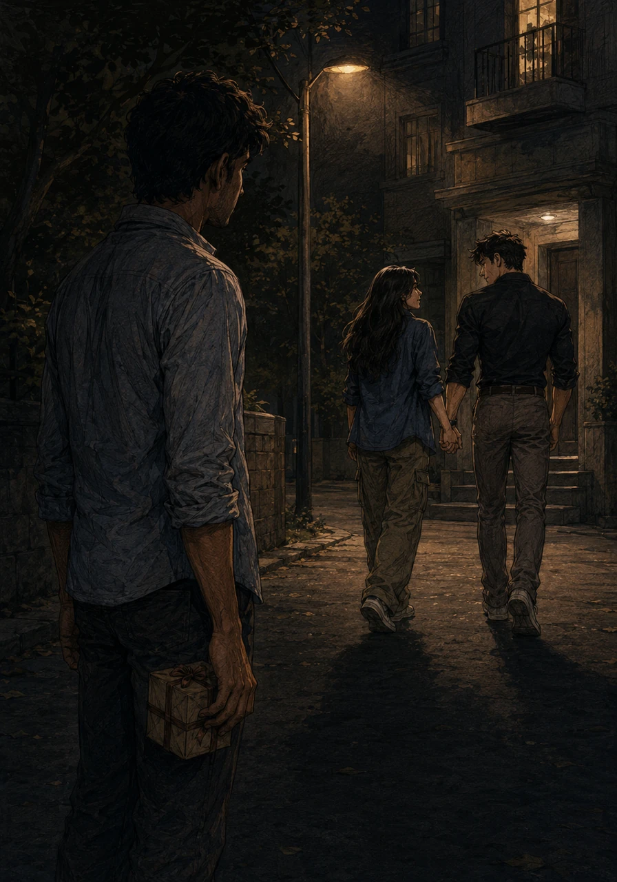 Driven by a desire to see her, Harshit takes a midnight bus to surprise Kanika at her college, carrying a small anniversary gift. His heart sinks when he sees her walking into a dimly lit apartment with Harsh, their hands intertwined in a way she hasn't held his in months.