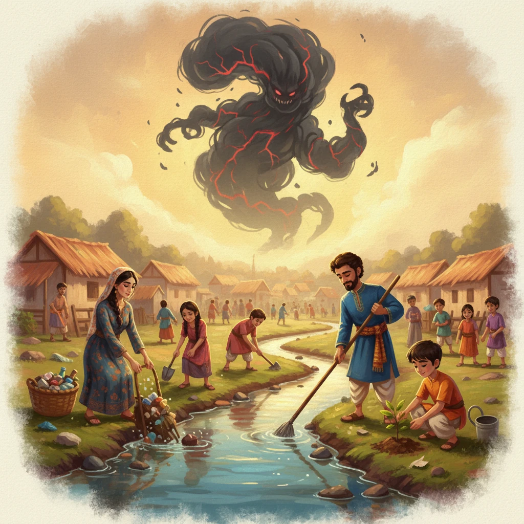 Terinspirasi oleh Wira Cilik, penduduk kampung mula bertindak. Mereka turun ke sungai, tangan-tangan bersatu mengutip sampah, membersihkan longkang yang tersumbat, dan menanam pokok-pokok baharu di sepanjang tebing. Setiap tindakan kecil ini memancarkan cahaya harapan, membuat Kabut Hitam meraung kesakitan kerana kekuatannya semakin melemah.