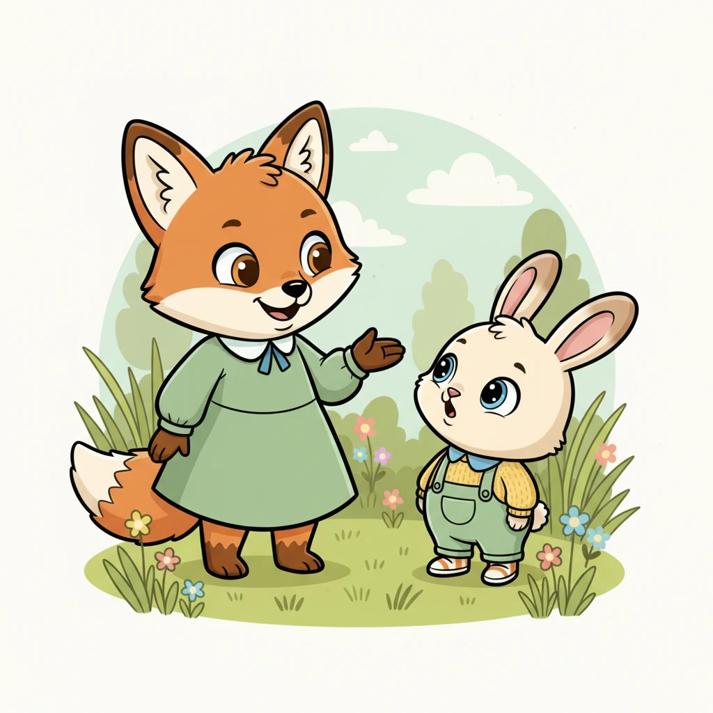Foxy turned to her little bunny, a mischievous sparkle in her eye. She decided it was the perfect moment to play a fun game. Pip looked up at her, wiggling his nose with curiosity, wondering what exciting thing Mommy Foxy would do next.