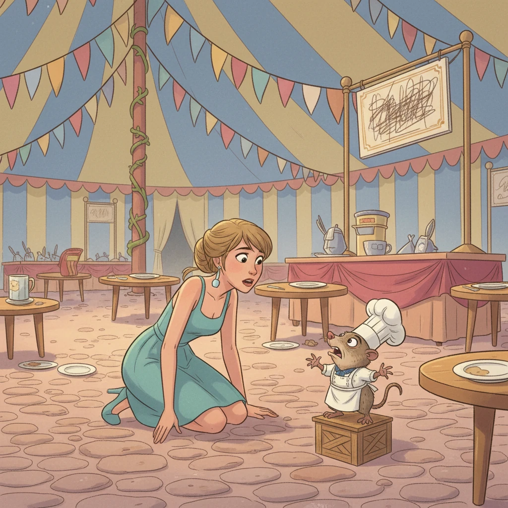 Suddenly, a frantic citizen, a tiny shrew wearing a chef's hat, rushes up to them, explaining that the Grand Berry Tart, Zootopia's most prized dessert, has vanished from the Zootopia Annual Bake-Off.