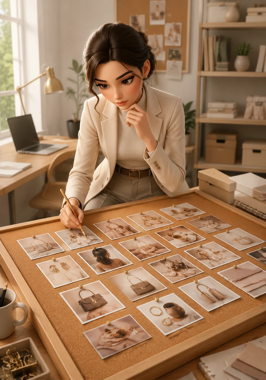 She spreads out her most popular pins on a large corkboard, realizing that while they are visually stunning, they lack the magnetic pull to lead a viewer toward a purchase. She picks up a pencil, determined to redesign her aesthetic to be not just pretty, but strategically clickable.