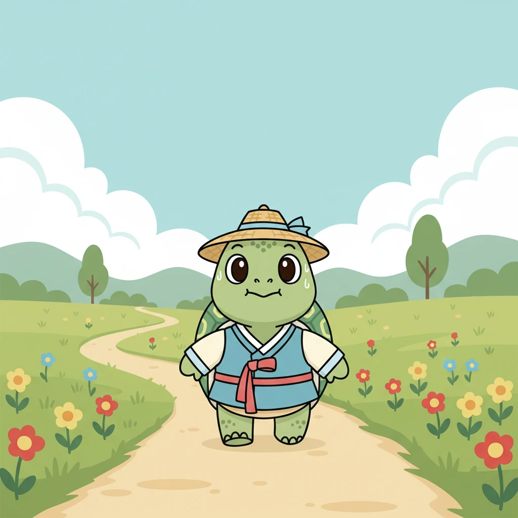 그동안 느릿이는 멈추지 않고 묵묵히 걸었어요. 땀방울이 그의 얼굴에 송골송골 맺혔지만, 그는 오직 앞만 보고 나아갔죠. 한 걸음 한 걸음이 모여 어느새 꽤 먼 길을 왔답니다.