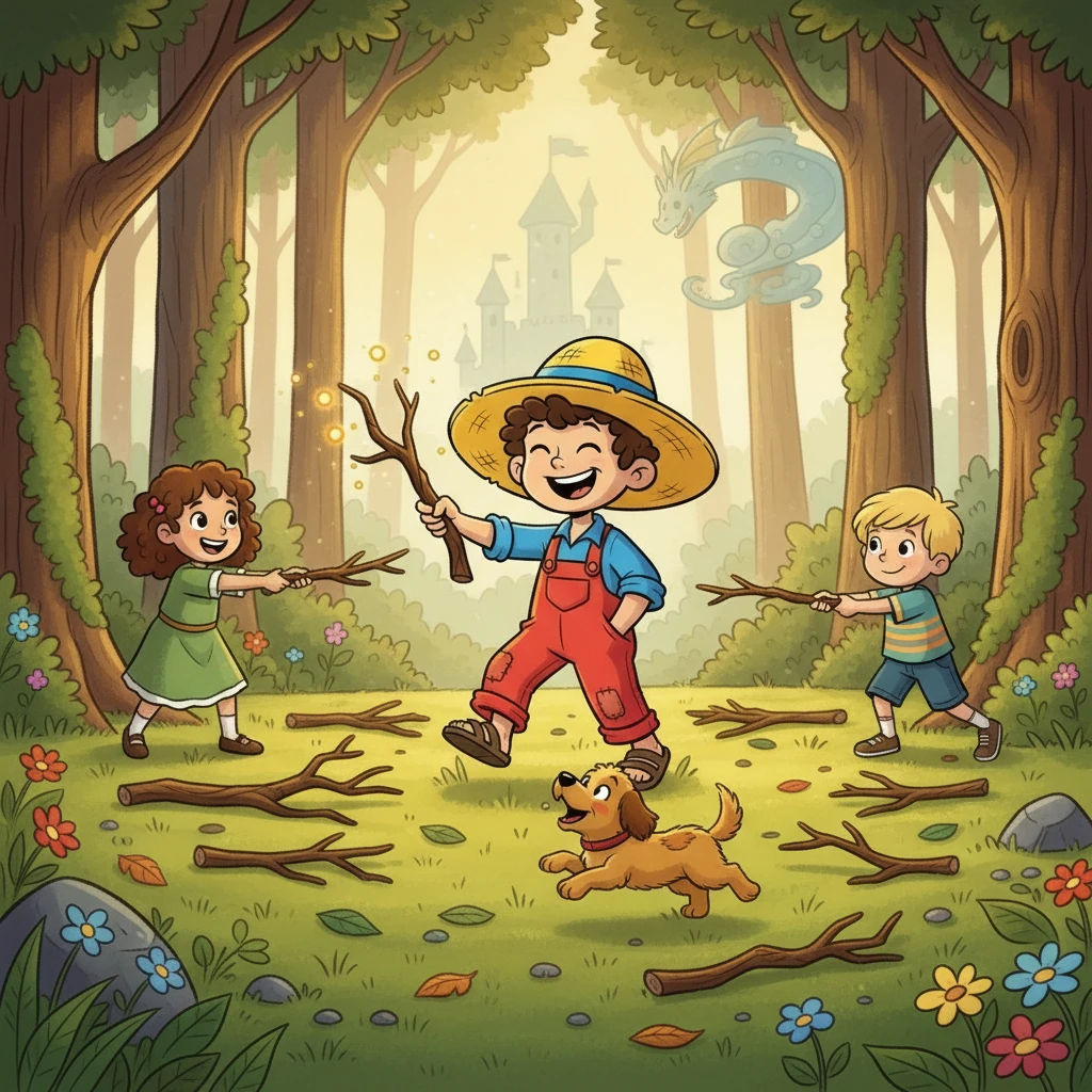 A brincadeira de Severino e seus irmãos era transformar galhos secos em varinhas mágicas. Eles fingiam ser exploradores, cavaleiros, e até mesmo domadores de dragões imaginários. A alegria era contagiante, e Feijão participava de todas as aventuras.