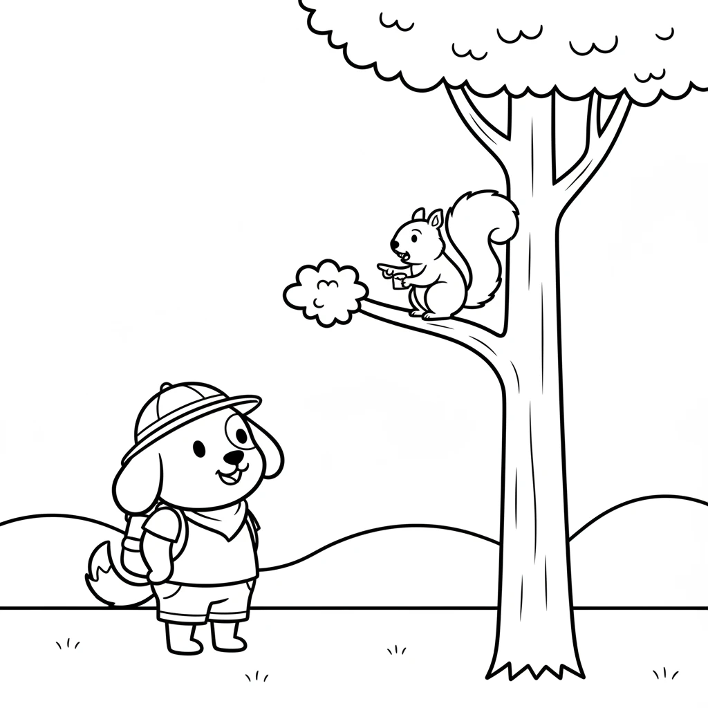 A wise old squirrel with a bushy tail chattered a friendly greeting. The squirrel pointed a tiny paw towards the tall tree. Pip understood, feeling encouraged.