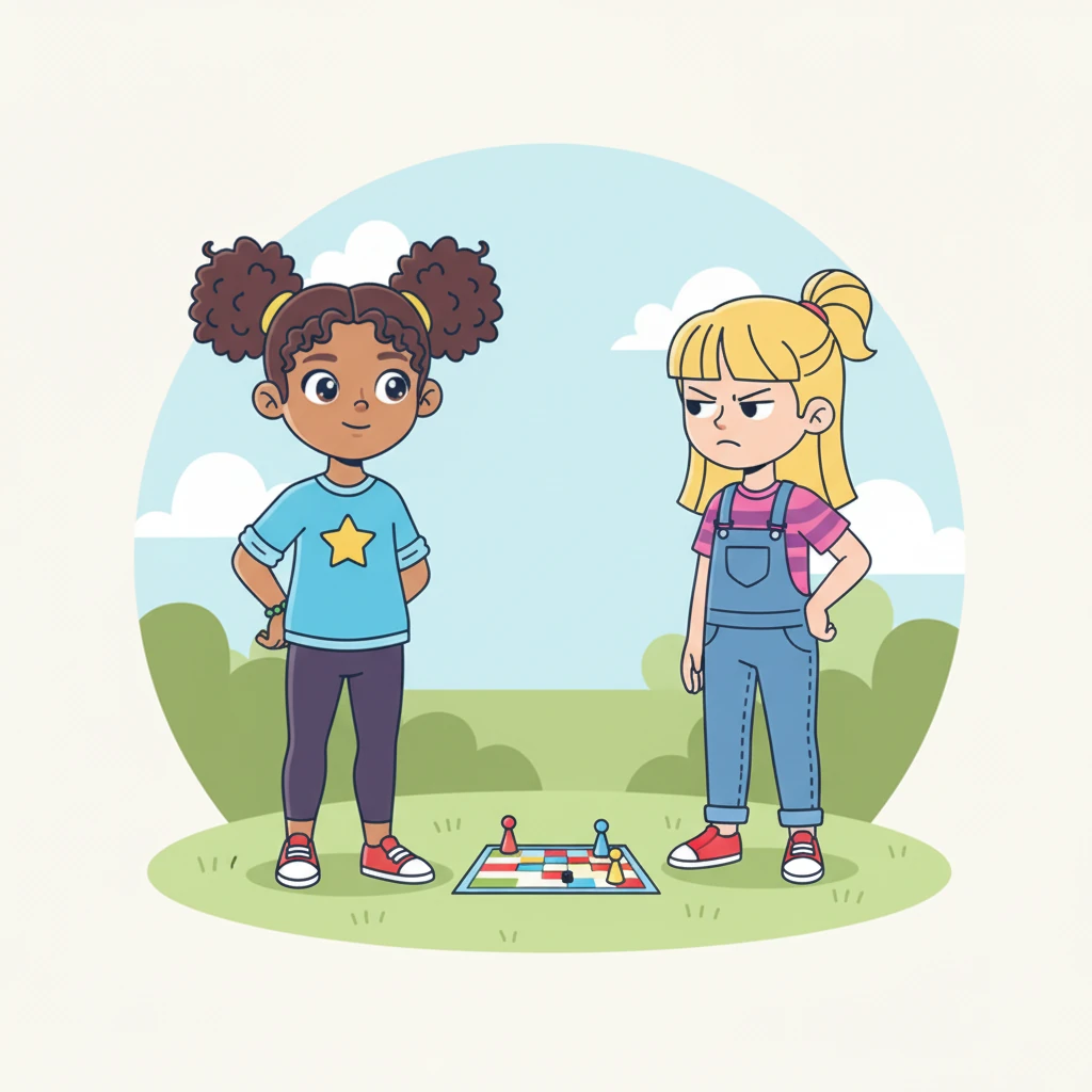 The next day, Lily invited Emma to play a game where Emma always lost and felt silly. Emma took a deep breath, politely suggesting they try a different game or that she'd like to play with others today. Lily's face hardened, but Emma stood firm in her decision.