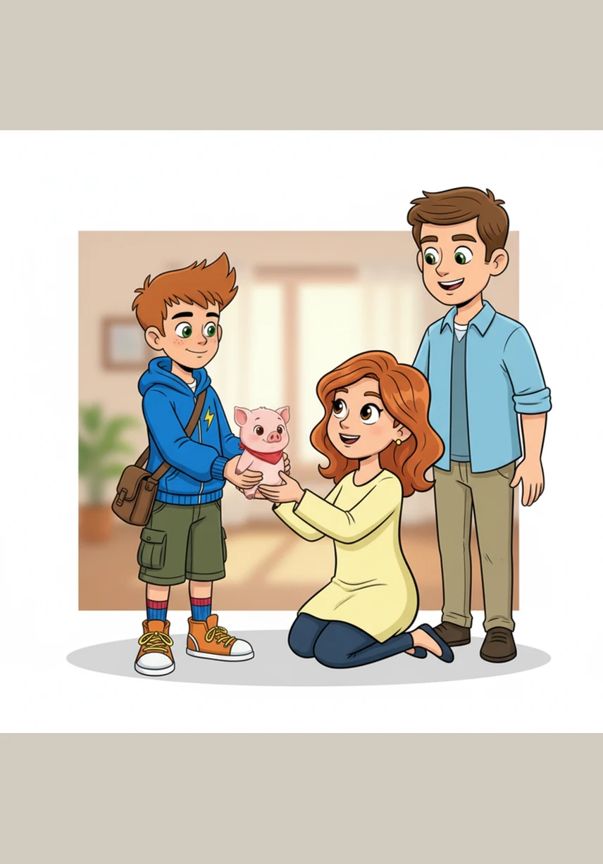 Marco si allontana un po' dal gruppo e incontra un piccolo maialino rosa dagli occhi curiosi e la coda a ricciolo. Decide di chiamarlo Pippo e inizia a parlargli dolcemente, affascinato dalla sua vivacità e dalla sua intelligenza.