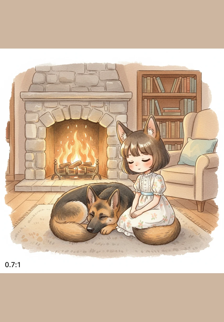 Dagen avslutas framför den sprakande brasan i vardagsrummet där Bruno rullar ihop sig till en varm boll på mattan. Han sluter sina ögon och somnar snabbt, drömmande om nästa stora äventyr tillsammans med Elin.