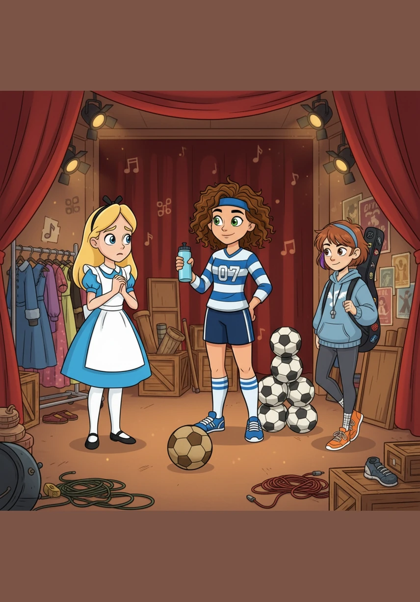 Summoning every ounce of her courage after the penultimate audition, Alice approaches Caroline and Sadie backstage while they rehearse. With a trembling voice, she asks if they might practice together, and Sadie’s warm, welcoming smile instantly begins to melt Alice’s icy nerves as they agree to a trial session.