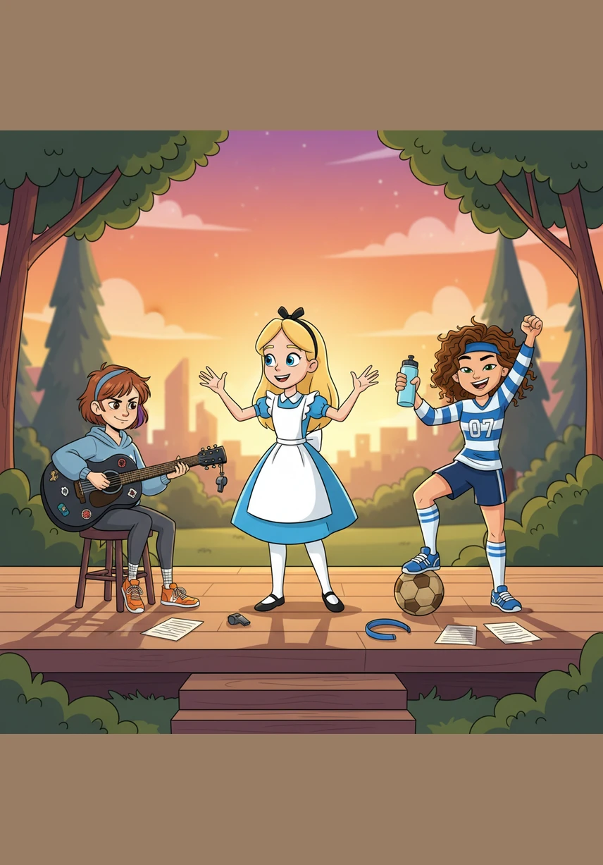 Days turn into a blur of rhythm and laughter as the trio rehearses until the sun goes down, perfecting their unique style. They polish their choreography, adjust their vocal layers, and share snacks between sets, slowly transforming from three individual students into a perfectly synchronized team.