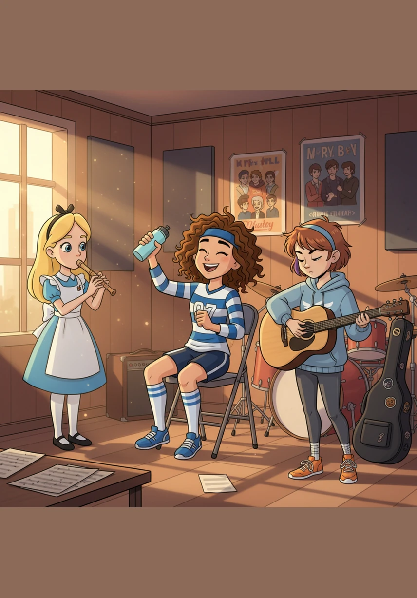 During a late-afternoon practice, the girls pause to carefully refine a tricky harmony and adjust the timing of a rap section. Instead of getting frustrated by the mistake, they encourage one another with smiles and high-fives, proving that their teamwork is just as strong as their music.