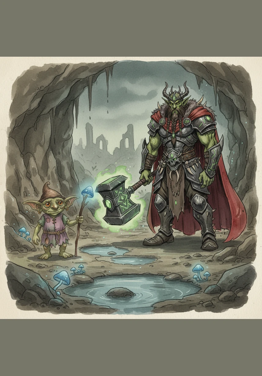 Kaelen arrives in a damp, shadowy cave where a small group of scrawny, frightened goblins huddled together in fear. He realizes that his new life as a Dungeon Master starts at the very bottom, with nothing but a flickering fire and his wits. He reaches out to the smallest goblin, and a surge of system energy flows between them, marking the start of his reign.