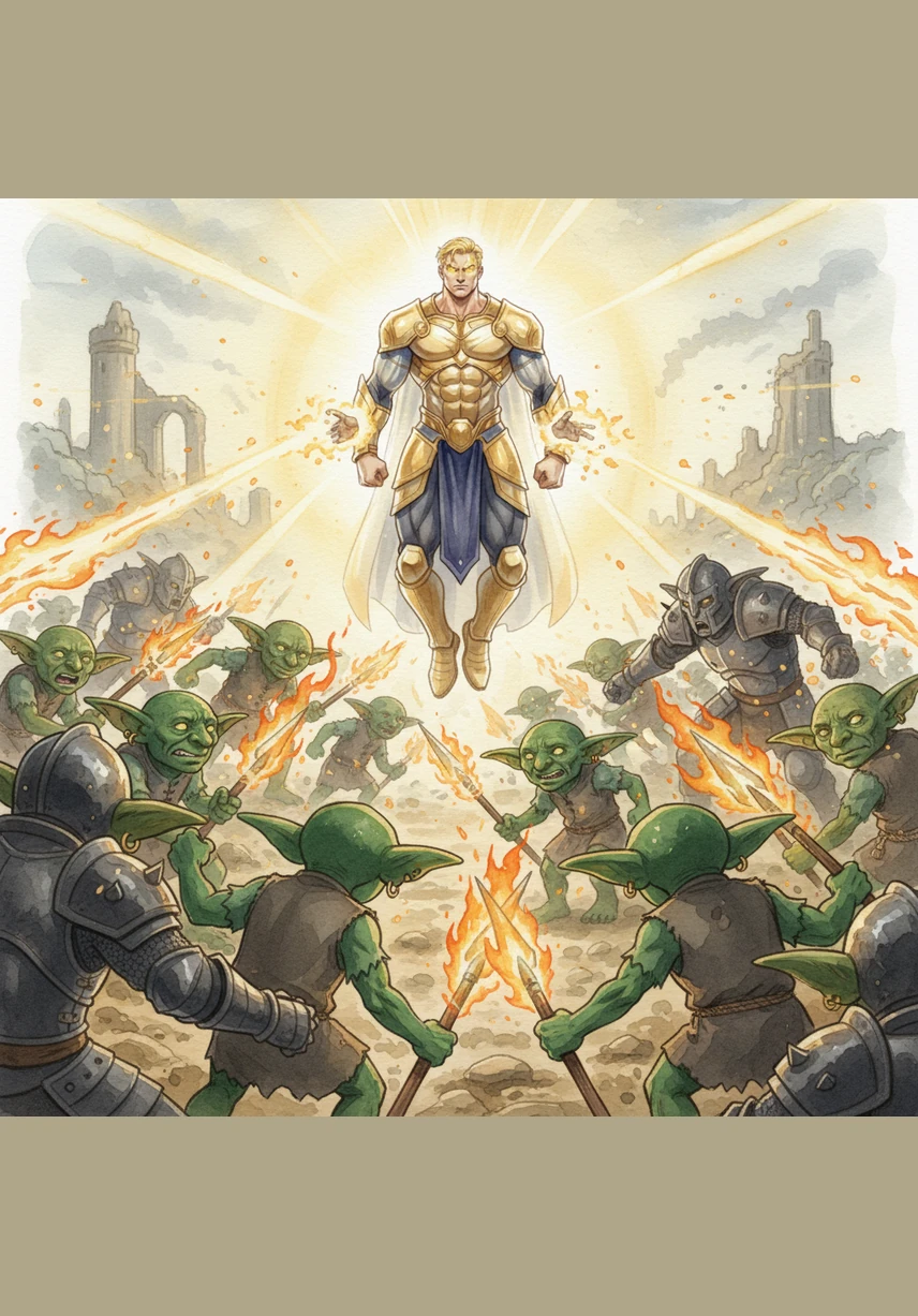 In the heat of the battle, Kaelen activates his ultimate system skill, sharing his personal blessings with his entire army simultaneously. The goblins begin to evolve mid-combat, their skin turning a deep emerald green and their weapons catching fire with spiritual energy. The invaders realize too late that they are not fighting simple monsters, but a coordinated legion of demigods.