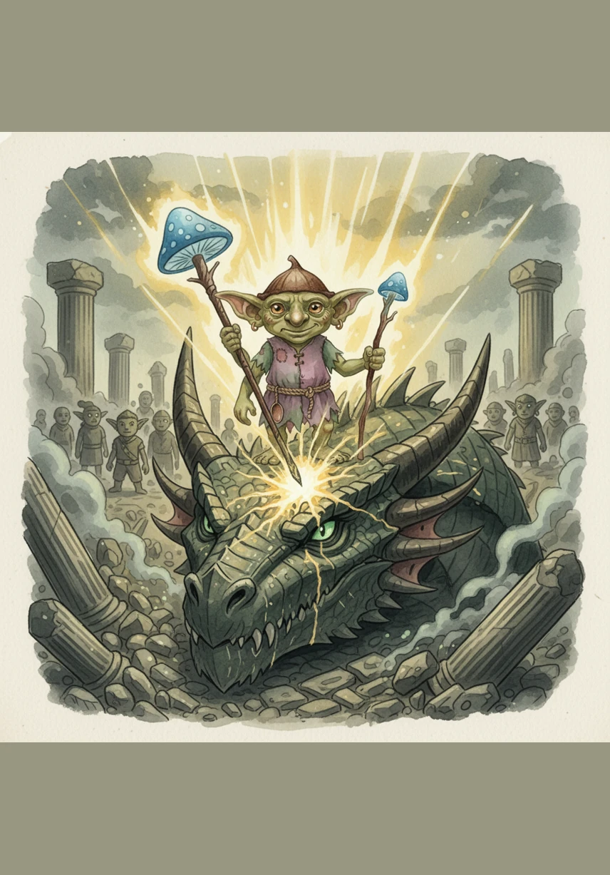 Kaelen engages the rival Dragon Master in a final, earth-shaking duel amidst the ruins of the battlefield. With a single strike powered by the life-force of his thriving empire, Kaelen shatters the dragon's scales and claims victory. The world watches in silence as the 'weakest' race stands triumphant over the most legendary creature in existence.