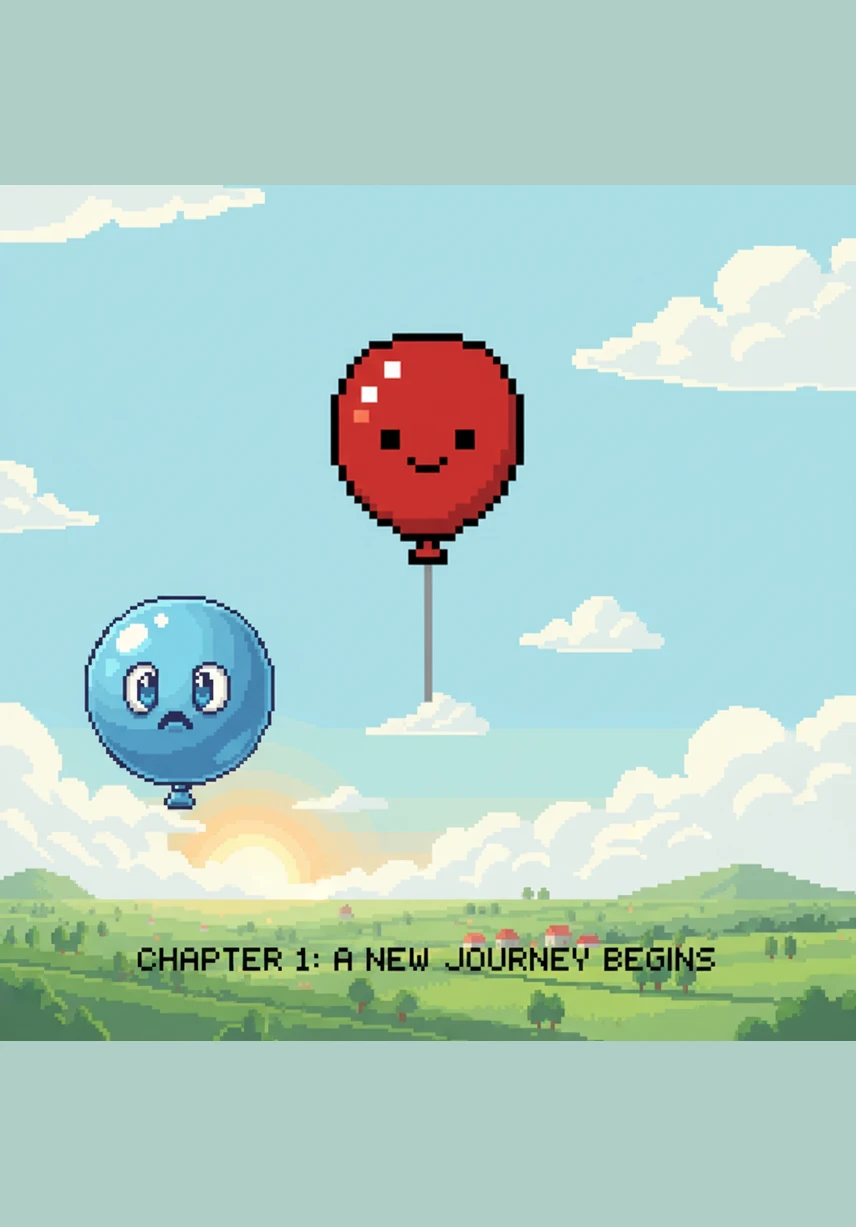 Benny was a small, cheerful red balloon who loved drifting through the soft, pastel clouds of the vast blue sky. He spent his days bobbing gently in the breeze, feeling light and happy in his peaceful world.
