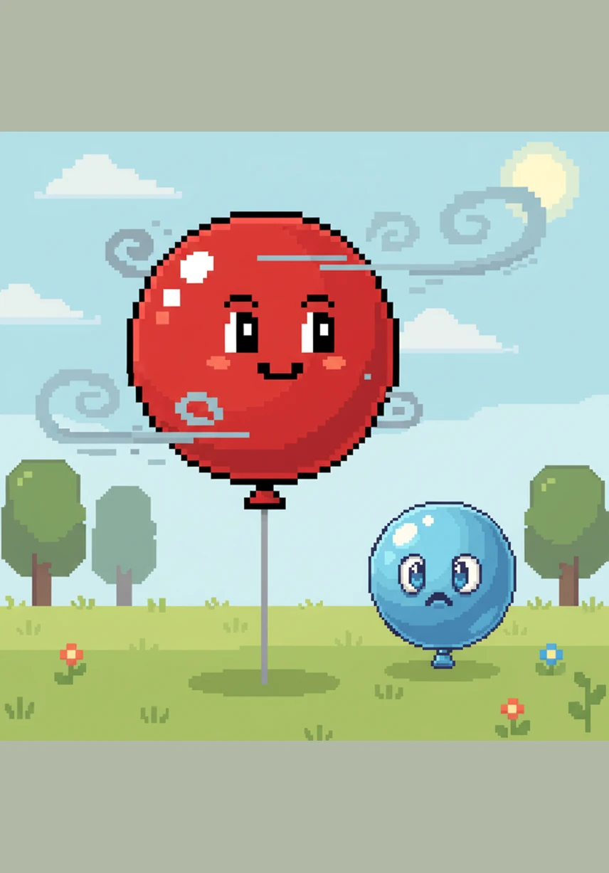 One breezy afternoon, Benny decided he wanted to be more than just a small balloon and asked the wind to fill him up. As the gentle gusts blew into him, he began to grow, feeling a new sense of pride with every puff of air.