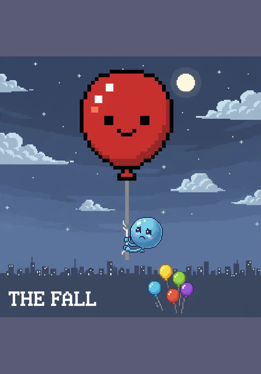With a sudden and loud pop, Benny burst into a cloud of tiny red fragments that scattered in every direction. The once-mighty balloon was gone, leaving only colorful pieces floating through the quiet air.