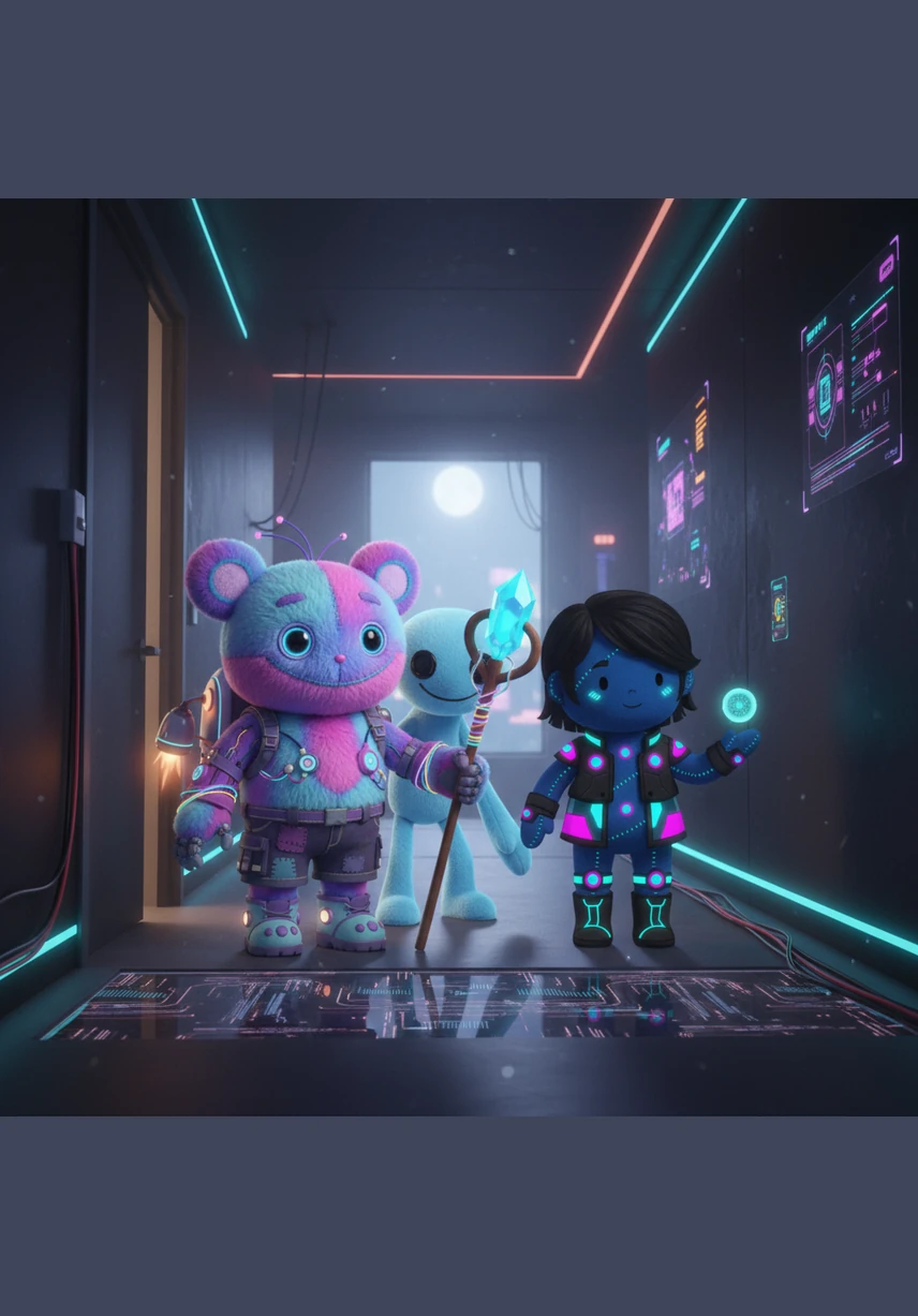 When the house grows quiet at night, the siblings decide it is time to see what lies beyond the bedroom door. Pang leads the way with a mischievous grin, eager to see what secrets the dark hallway holds.