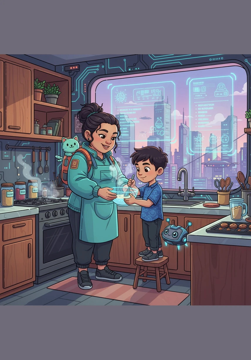 Inside the cozy kitchen, Aiman found his mother, Mak, preparing for the big feast. He tugged at her apron and eagerly asked if he could help make the holiday special this year.