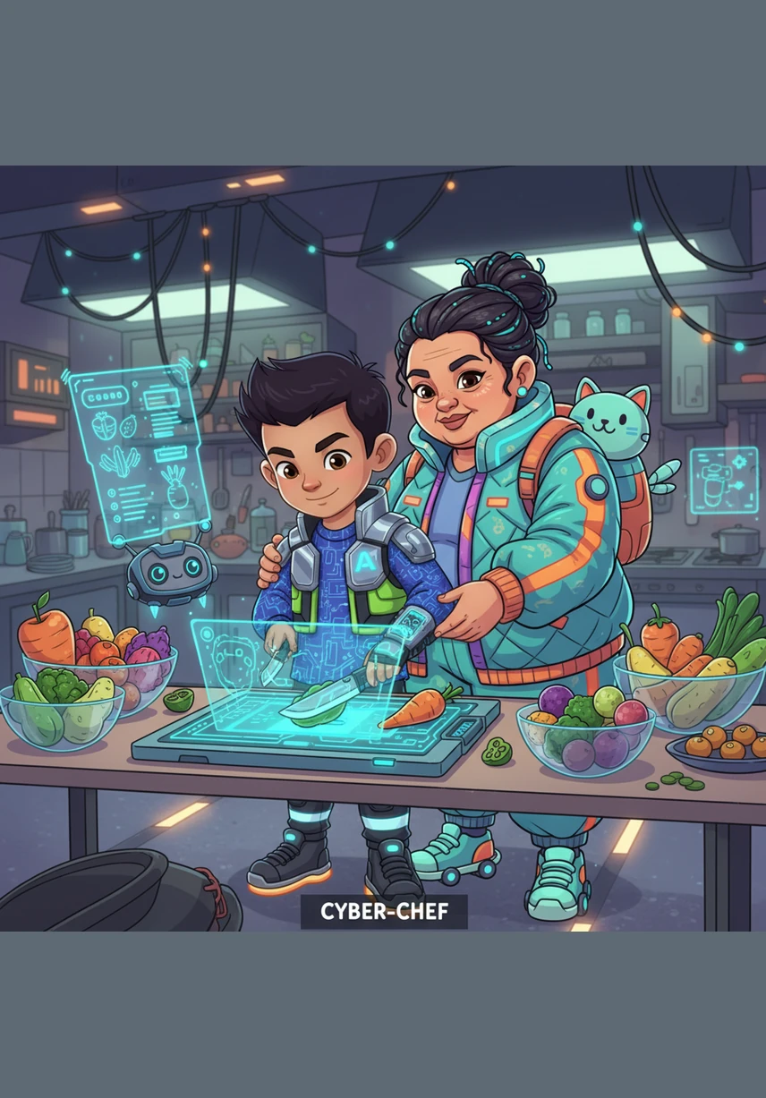 Mak placed the bundles into a large pot of bubbling water on the stove, sending a delicious aroma through the house. Aiman waited patiently by the window, watching the steam rise as the kitchen filled with the wonderful scent of cooking rice.