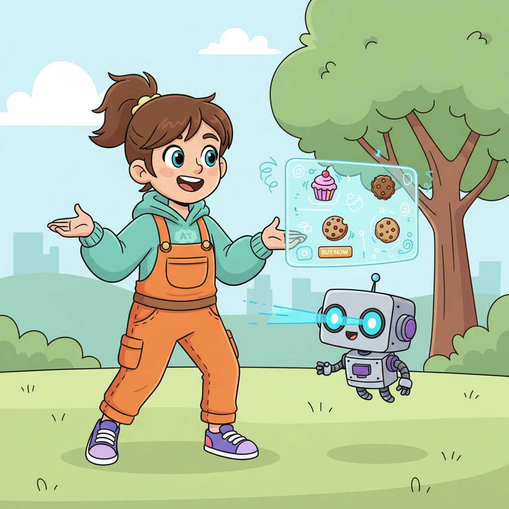 Sparky gave Pixel Pal its first challenge: to create a colorful website for her friend Leo's upcoming bake sale. Pixel Pal's eyes glowed, ready for action, as Sparky described all the yummy cupcakes and cookies.