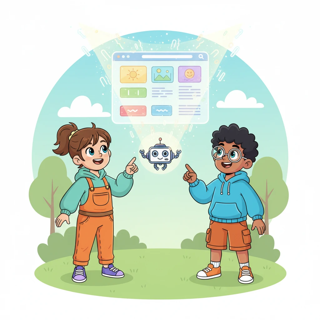 Pixel Pal began to hum, projecting a shimmering stream of code that transformed into a beautiful website design right before their eyes. It showed how simple words and pictures could become a real, interactive page, thanks to its clever programming magic.