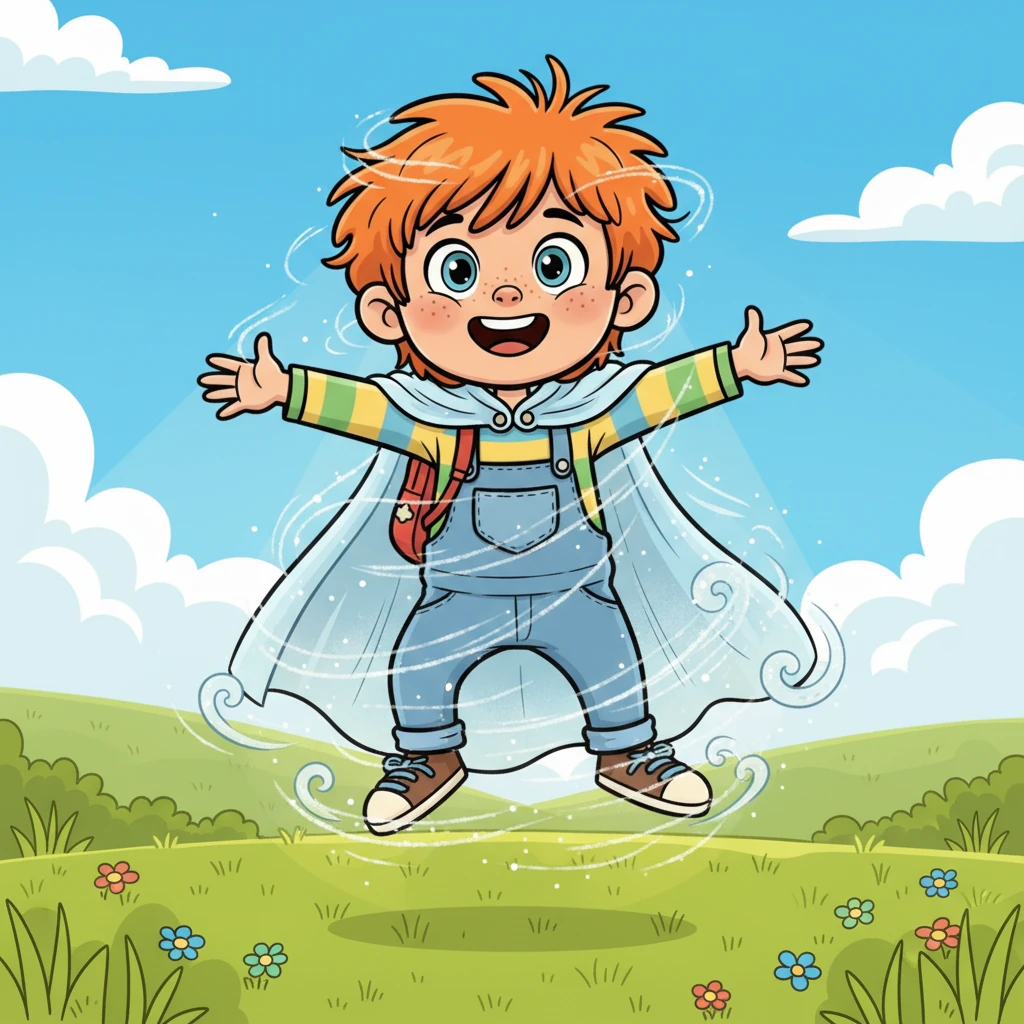 The wind, recognizing its long-lost song, embraced Leo in a shimmering cloak of air. Slowly, magically, his feet lifted from the ground. He wasn't flapping his arms or struggling to fly; he was simply being welcomed by the sky itself.