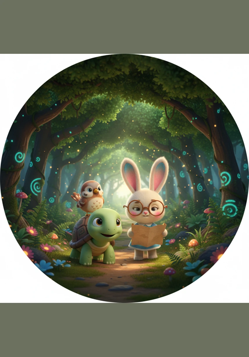 Mereka memasuki Hutan Berbisik di mana pepohonan rimbun membuat suasana menjadi sedikit gelap namun terasa sangat ajaib. Suara angin di antara dedaunan terdengar seperti nyanyian lembut yang menenangkan hati mereka yang mulai merasa lelah. Kiki memegang peta dengan erat, memastikan mereka tetap berada di jalur yang benar menuju lembah.