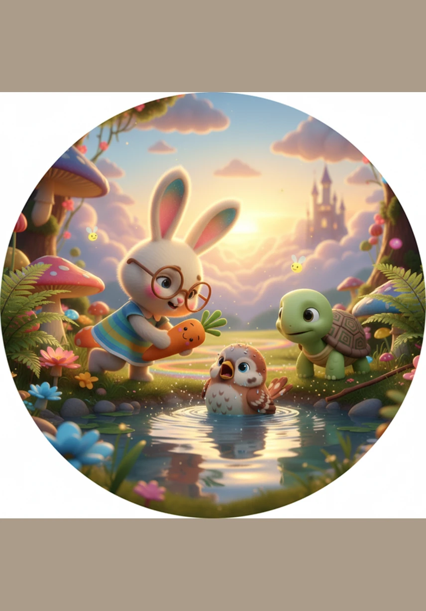 Kiki menyadari bahwa tugas mereka bukan untuk mengambil wortel itu, melainkan untuk membuka sumbat airnya agar mengalir ke seluruh hutan. Mereka bekerja sama menarik tuas batu di dekat air mancur tersebut dengan sekuat tenaga dan penuh perjuangan. Seketika, air segar mengalir deras menuju sungai-sungai di hutan mereka yang sangat luas.