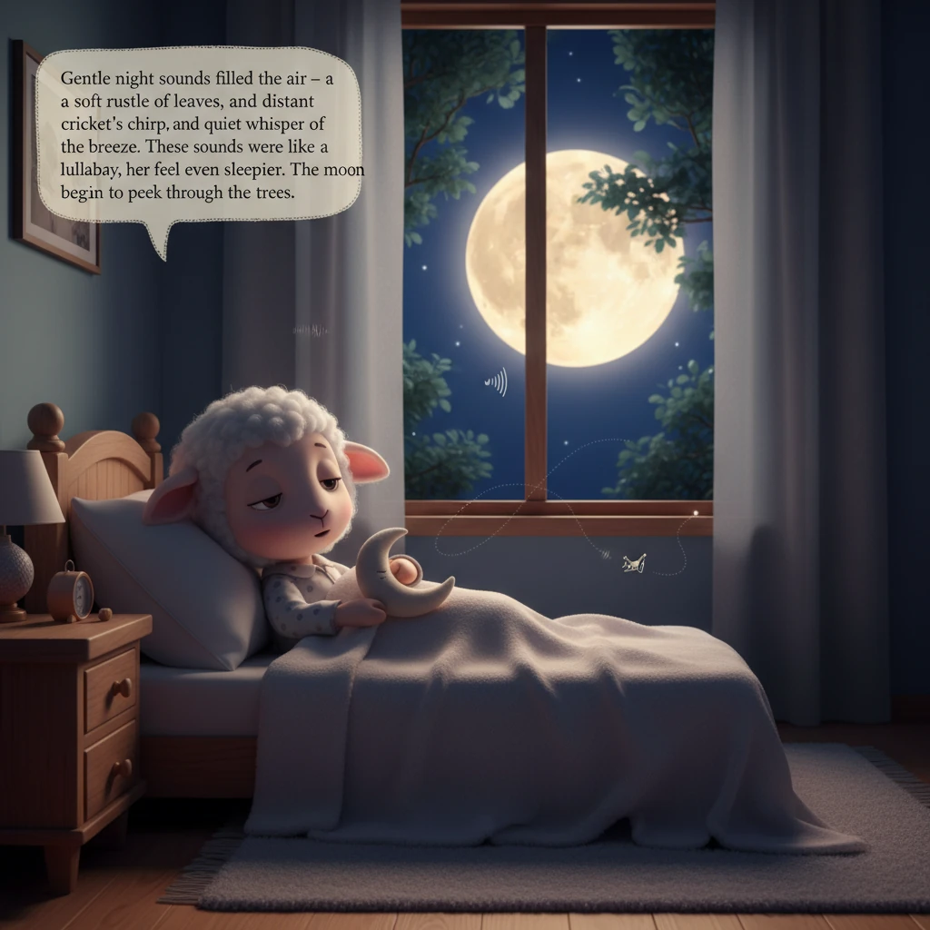 Gentle night sounds filled the air – a soft rustle of leaves, a distant cricket's chirp, and the quiet whisper of the breeze. These sounds were like a