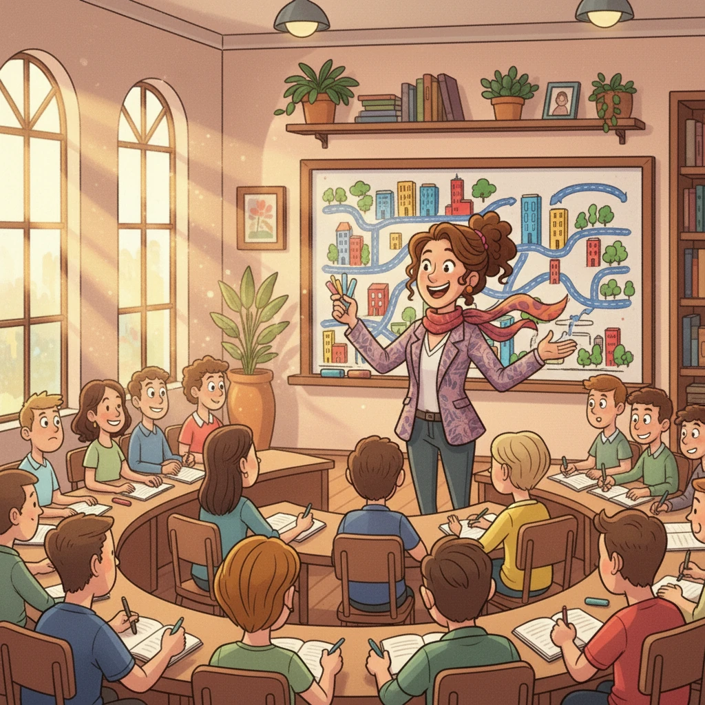 Anya began her lesson with a whimsical analogy, comparing a business to a bustling city. She used a colorful diagram on the whiteboard, drawing roads, buildings, and parks to represent the different departments and functions. The students, initially perplexed, began to grasp the concept, their eyes widening with understanding.