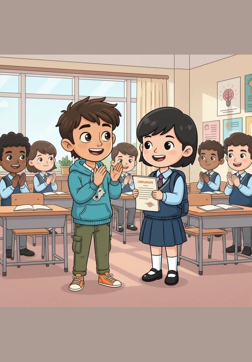 Zaid is a friend that everyone can trust because he always keeps his promises and is the first to offer a sincere apology if he makes a mistake. He celebrates his classmates' successes with a happy heart, knowing that there is no room for jealousy in a mind seeking true knowledge.