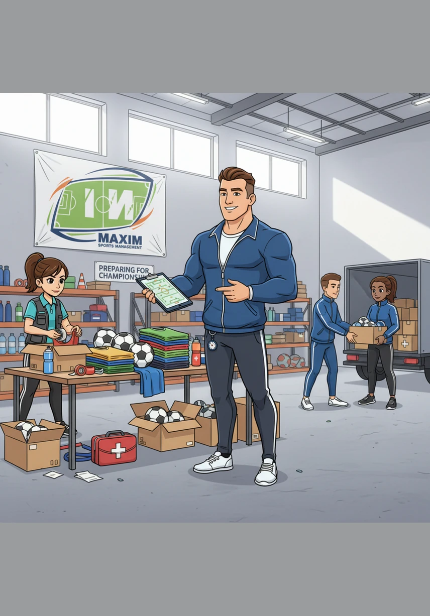 На складе Максим проверяет готовность инвентаря, наградных медалей и координирует работу группы волонтеров перед началом соревнований. Этап подготовки требует максимальной концентрации и внимания к мелочам, ведь успех всего мероприятия зависит от слаженности действий каждого сотрудника.