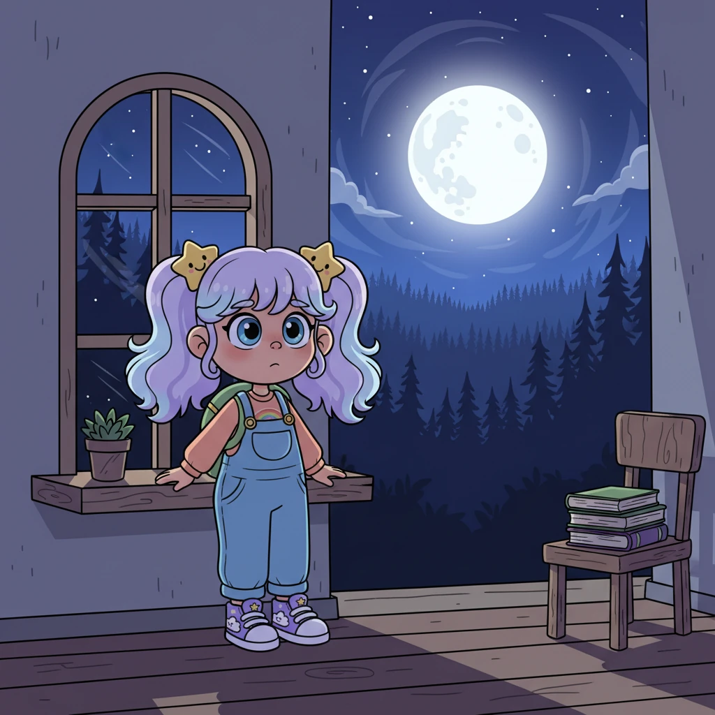 Luna, now a spirited young woman of seventeen, gazes out her orphanage window at the full moon, a profound restlessness stirring within her. She feels an inexplicable pull towards the wild, a longing for something just beyond her grasp, a life she can't quite remember but deeply misses. Her senses seem sharper, her heart beating to a different drum.