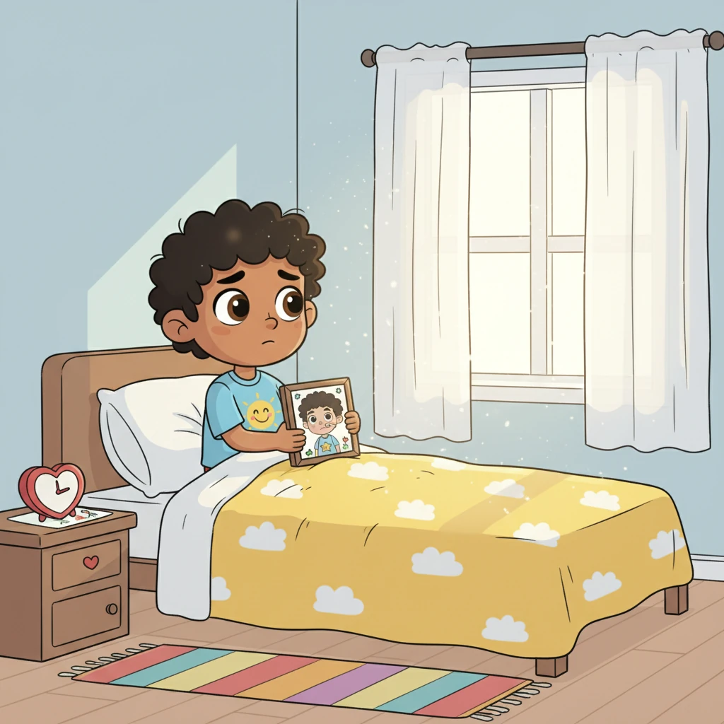 On a quiet morning, bright like a blank page, Kenan woke up early, his thoughts filled with his friend Omar, who hadn't been to school for days because he was sick. Kenan's heart was small, but it was brimming with big feelings of love.