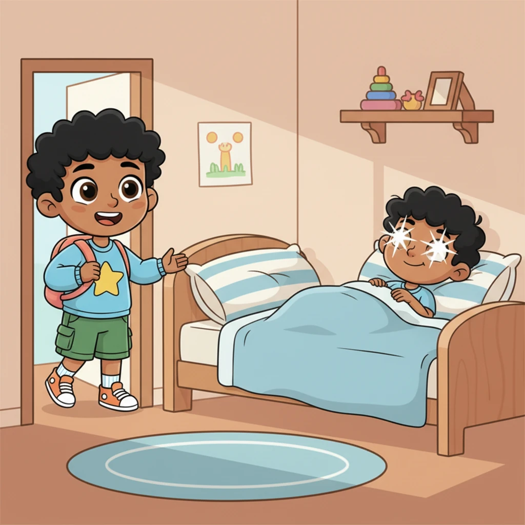 When he stepped into Omar's room, he found his friend resting quietly. But Omar's eyes, though a little tired, instantly lit up with a bright sparkle when he saw Kenan.