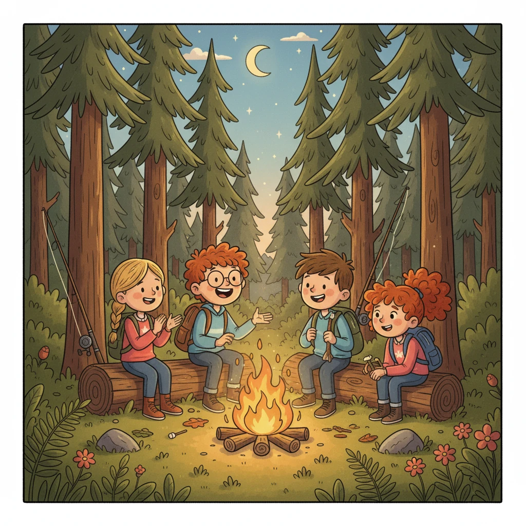 Despite all the mishaps, the friends made the best of their camping experience. They spent the day exploring the forest, sharing stories, and laughing until their sides hurt. It was the perfect adventure, filled with memorable moments of friendship and fun.