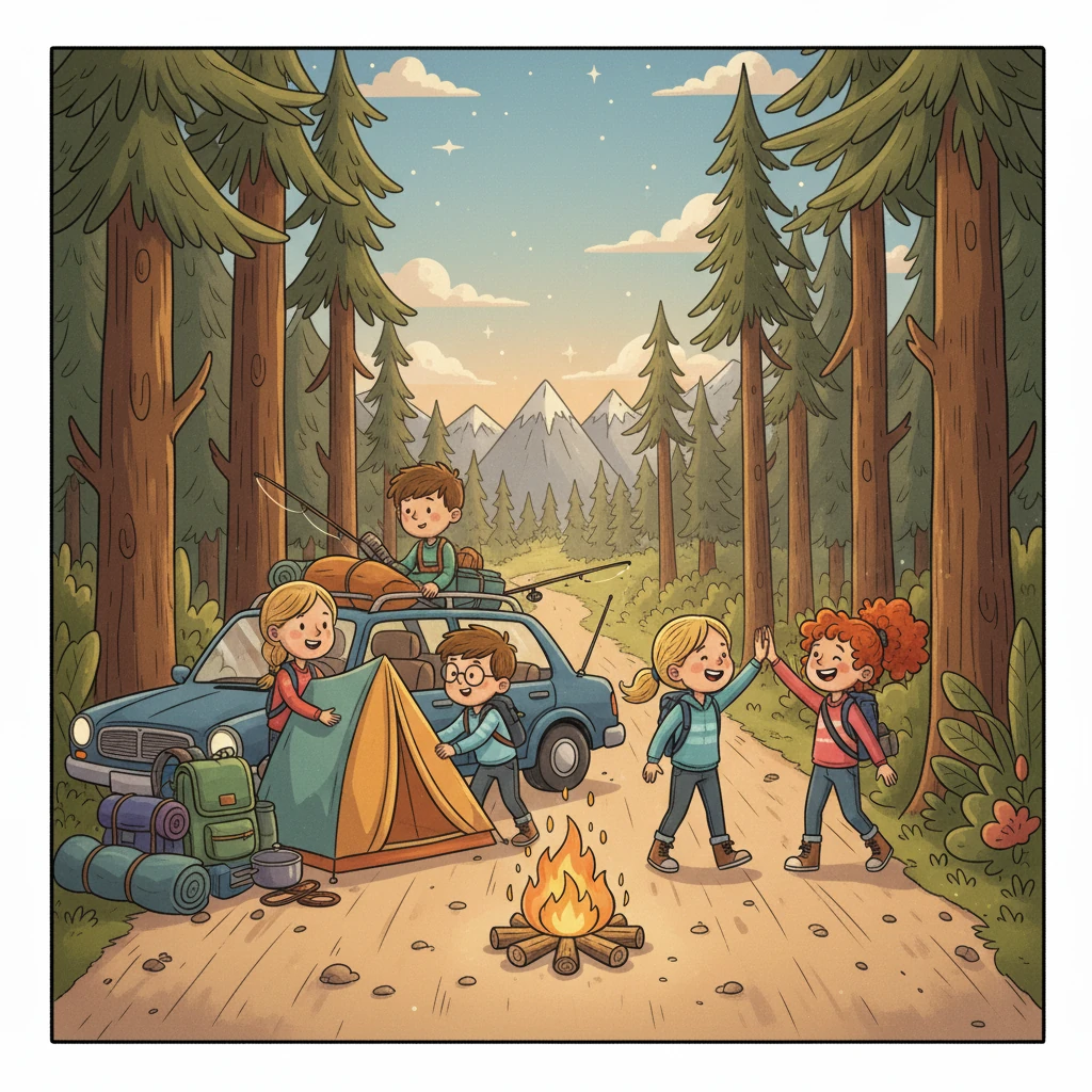 As they packed up their gear to leave the campsite, Finn and his friends promised to return again next year. They learned that the best adventures aren't always perfect, but the shared laughter and the memories created made their camping trip the best one ever, and they already started making plans to bring along someone who knew a thing or two about camping.