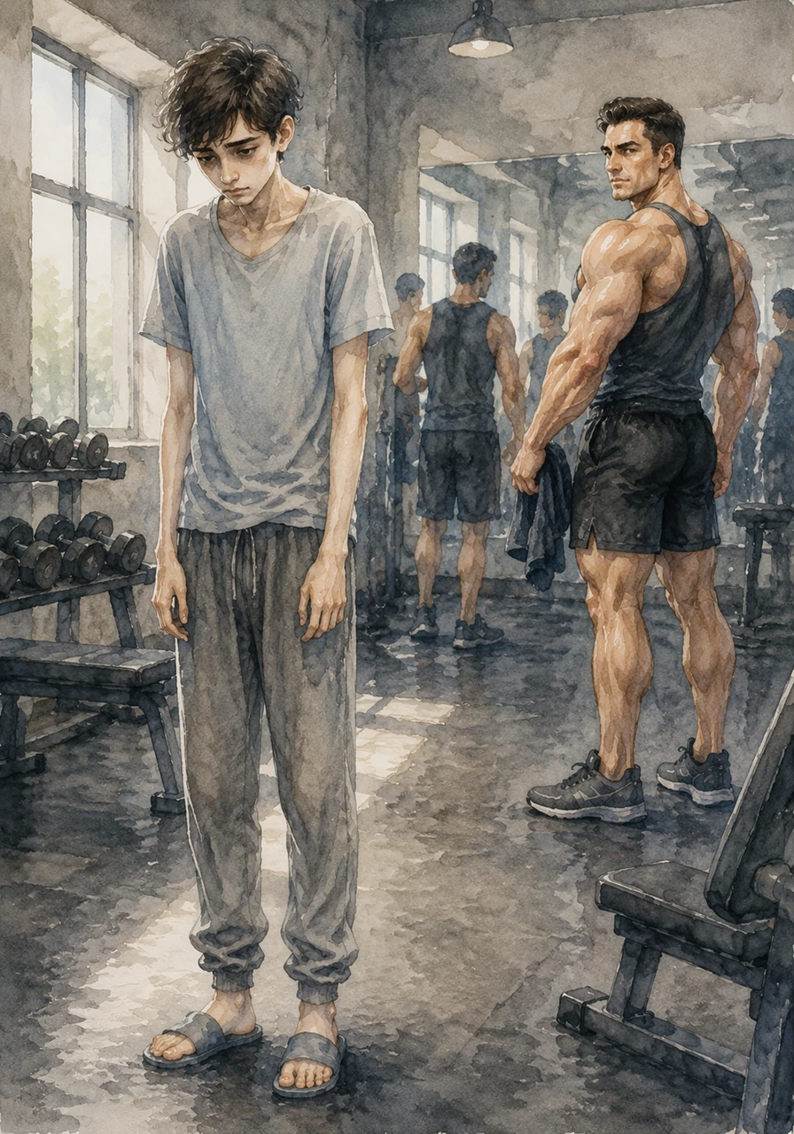 Nineteen-year-old Aryan stands slumped, his thin frame making him look younger and more fragile than he actually is. His shoulders are hunched, and his face carries a heavy cloud of low self-esteem as he navigates a world where he feels invisible and weak.