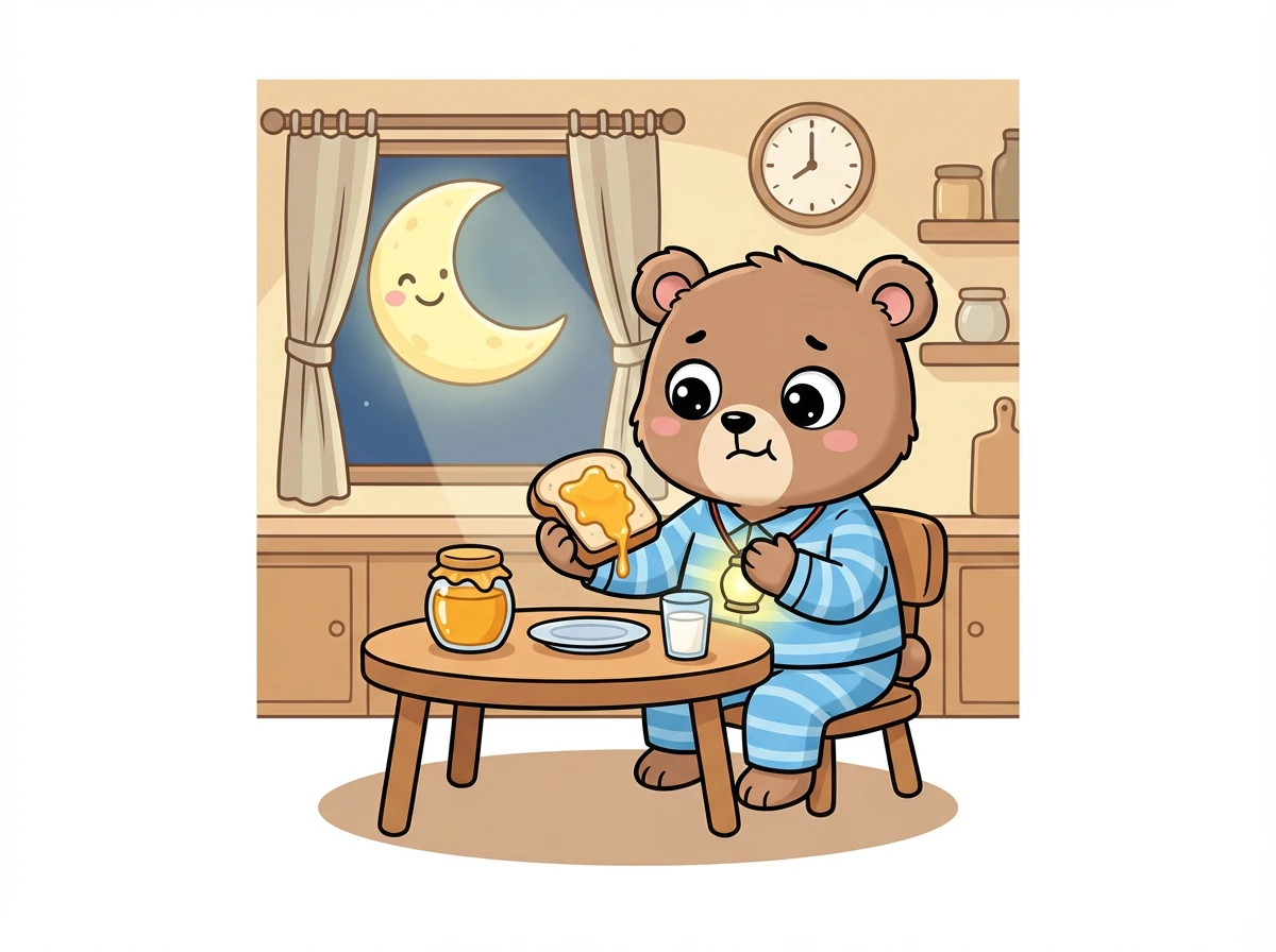 „Oma ist lieb“, dachte Ben. „Und ihr Honigbrot schmeckt immer gut.“ Aber trotzdem klopfte sein Herz schneller als sonst. Der Mond schaute durchs Fenster und lächelte leise.