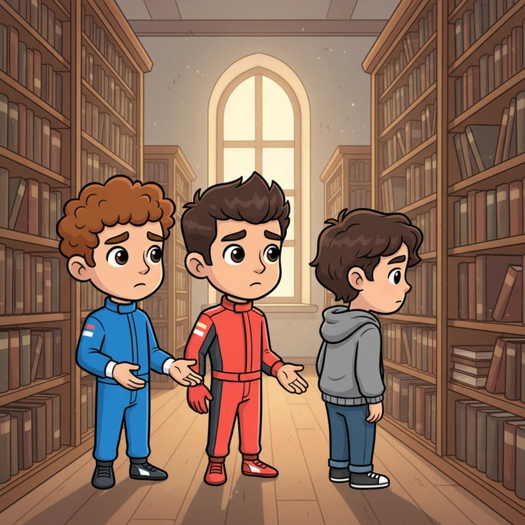 Oscar and Ollie finally cornered Rafa in the library, their faces etched with gentle concern. "Rafa, what's going on?" Oscar asked softly, his voice full of brotherly worry. Rafa merely shrugged, offering a noncommittal response, his eyes fixed on a dusty bookshelf, unwilling to let them see the turmoil within.