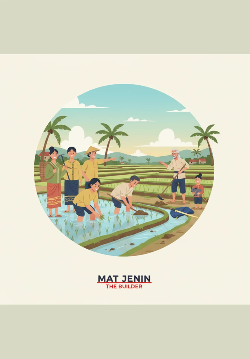 Day after day, Mat Jenin worked tirelessly, trading his small earnings for better goods to sell. The villagers continued to whisper and laugh behind his back, but he remained focused on his goals, keeping his visions hidden safely in his heart.