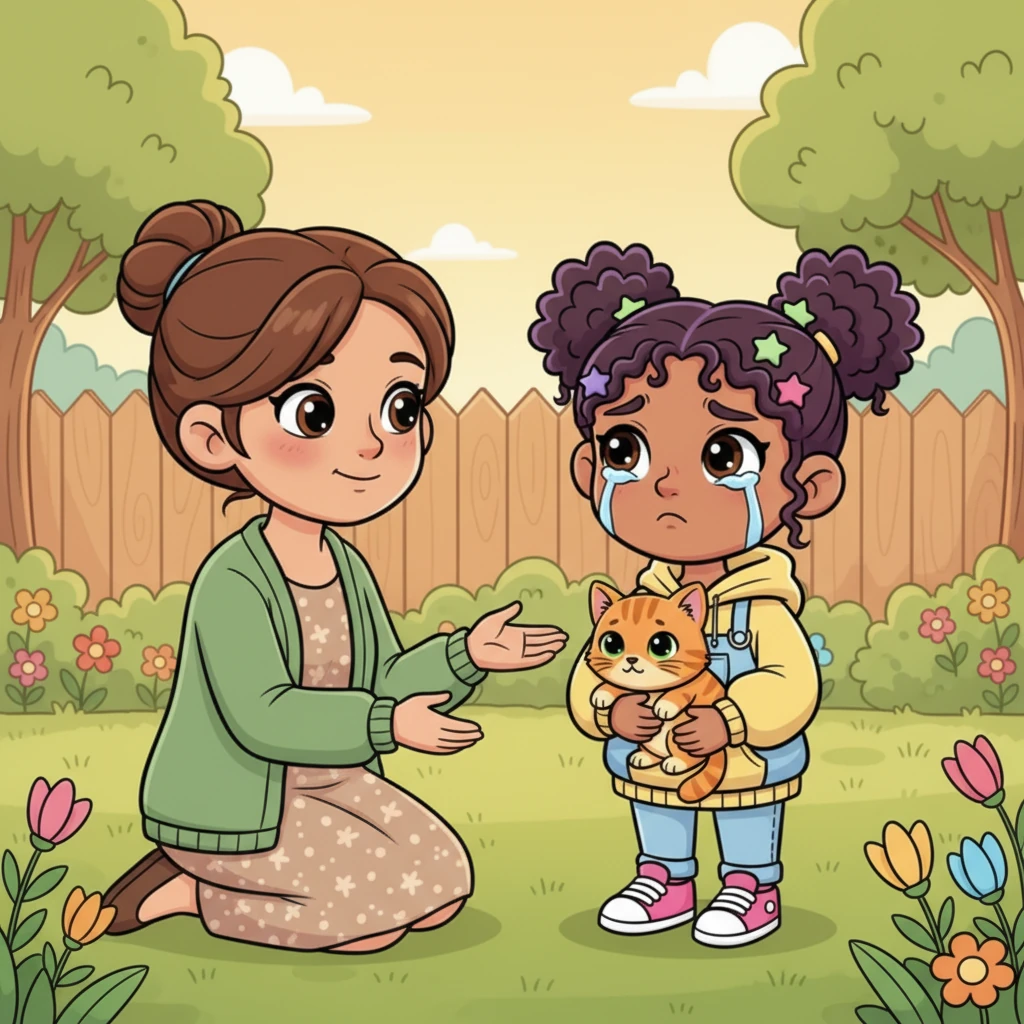 Estrella bravely approached the new owner, asking if she could have her kitten back. The kind person gently explained that the cat was now part of their family, leaving Estrella feeling heartbroken and teary-eyed.