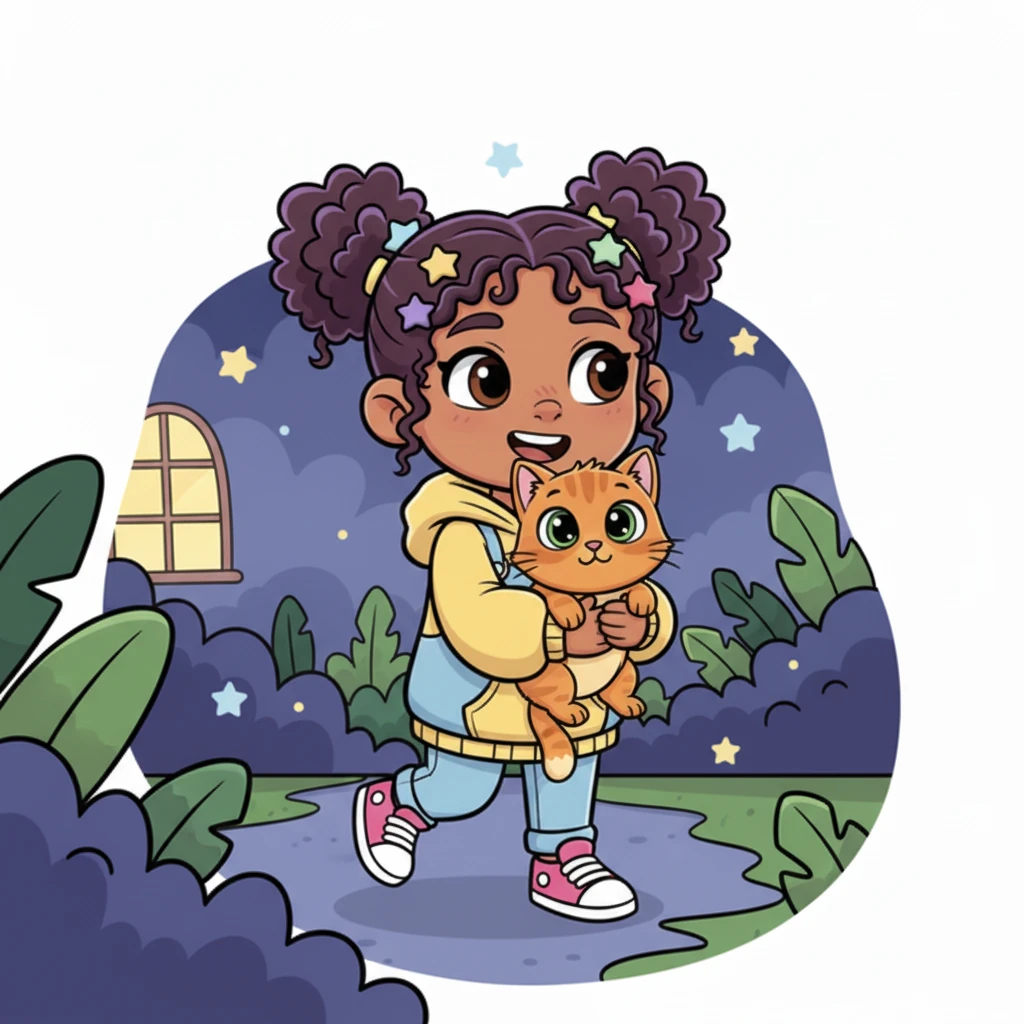 Driven by longing, Estrella decided to sneakily retrieve the cat from its new home. She tiptoed away with the kitty in her arms, a mix of triumph and nervousness on her face.