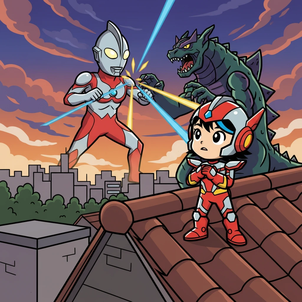 ヒカリは、ウルトラマンの戦いを固唾をのんで見守っていた。彼は、ウルトラマンの勇姿に心を奪われ、自分も何かできる事はないかと考えていた。