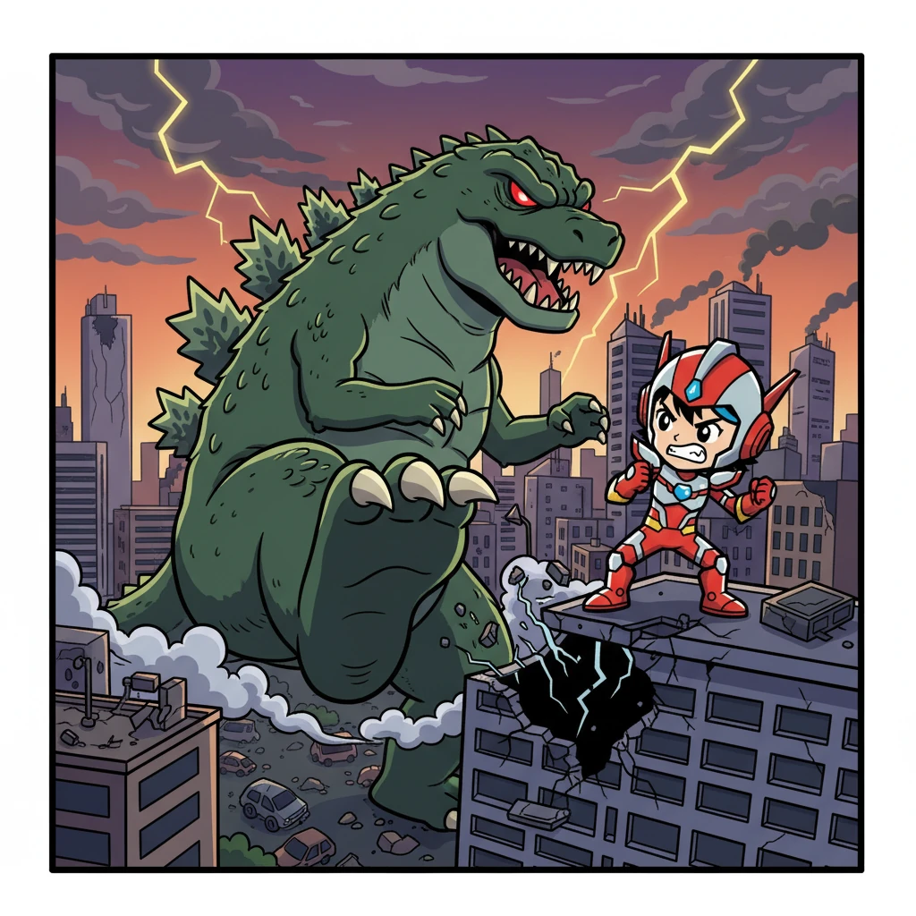 ゴジラの猛攻は止まらない。ウルトラマンは、次第に追い詰められていく。しかし、彼は決して諦めない。