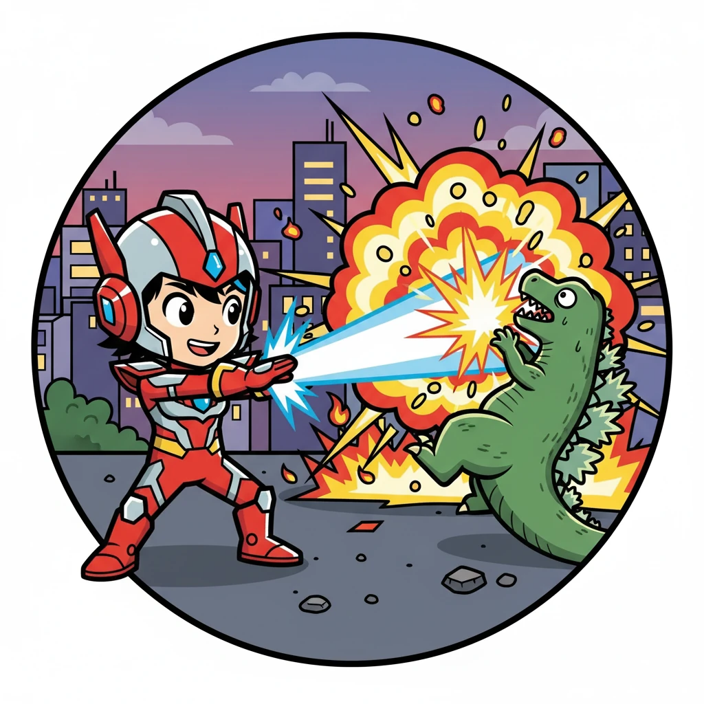 ウルトラマンは、最後の力を振り絞り、必殺技スペシウム光線を放った。光線はゴジラに命中し、大きな爆発が起こる。