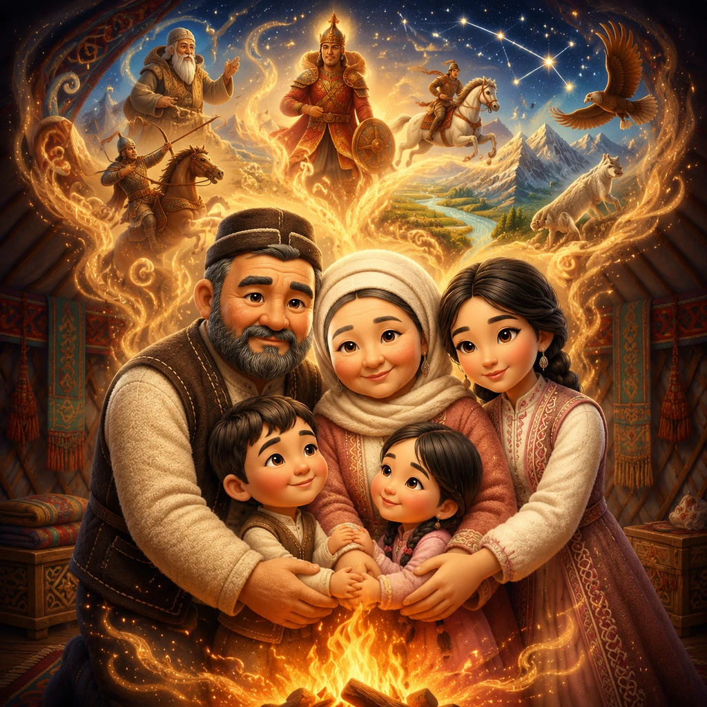 Берекелі шаңырақ - Aile hikayeleri