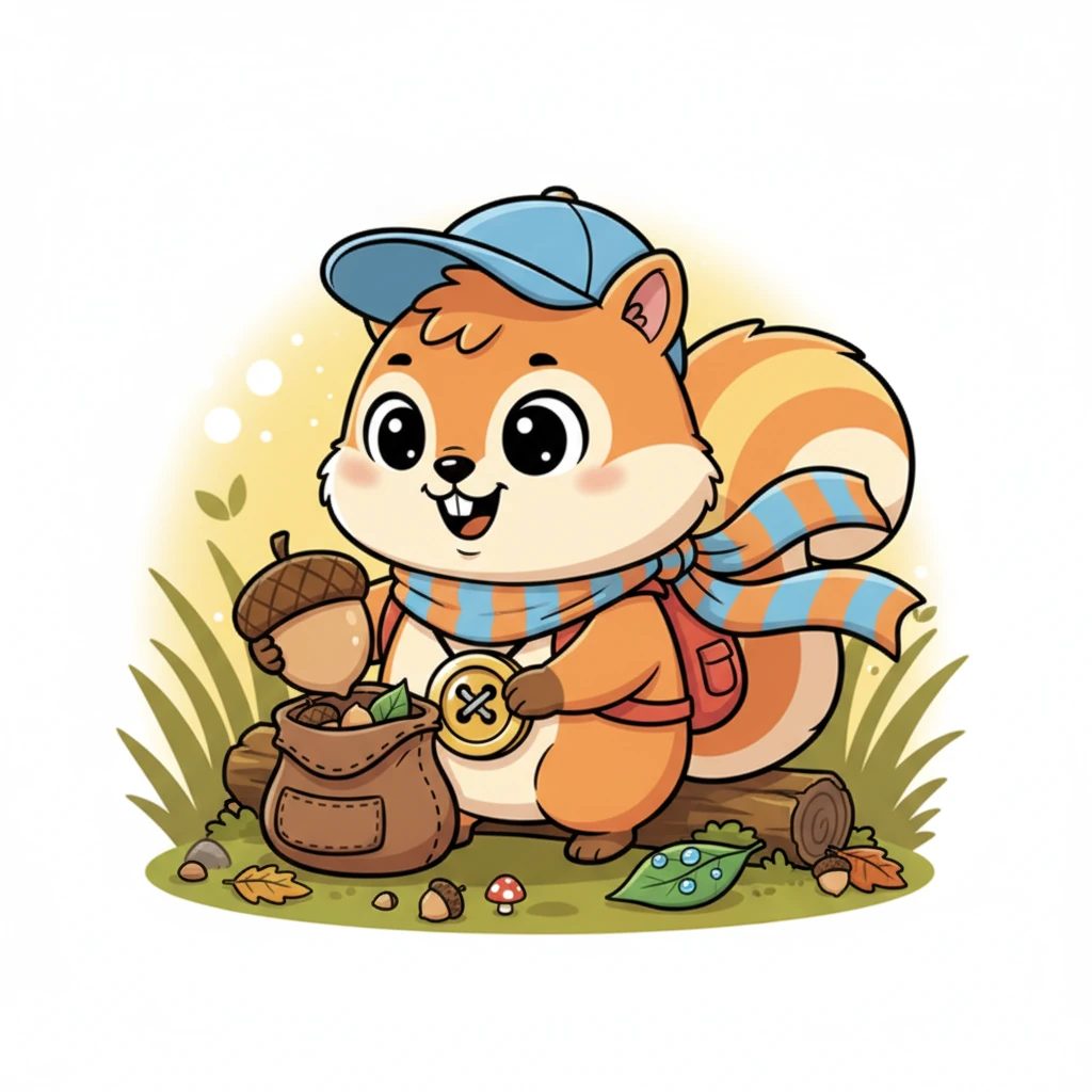 Pip carefully packs a tiny knapsack with his favorite crunchy acorns and a leaf-cup of fresh dewdrops. He checks his compass (a shiny button from a lost coat) and ties his adventure scarf.
