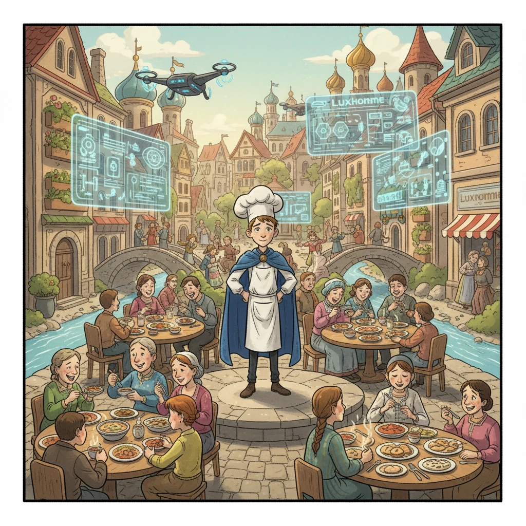Королевство преобразилось. Везде сверкала чистота, люди ели вкусную еду, а Тим правил мудро, используя современные технологии Luxhomme для процветания своего королевства.  Теперь это было королевство, где царила гармония!